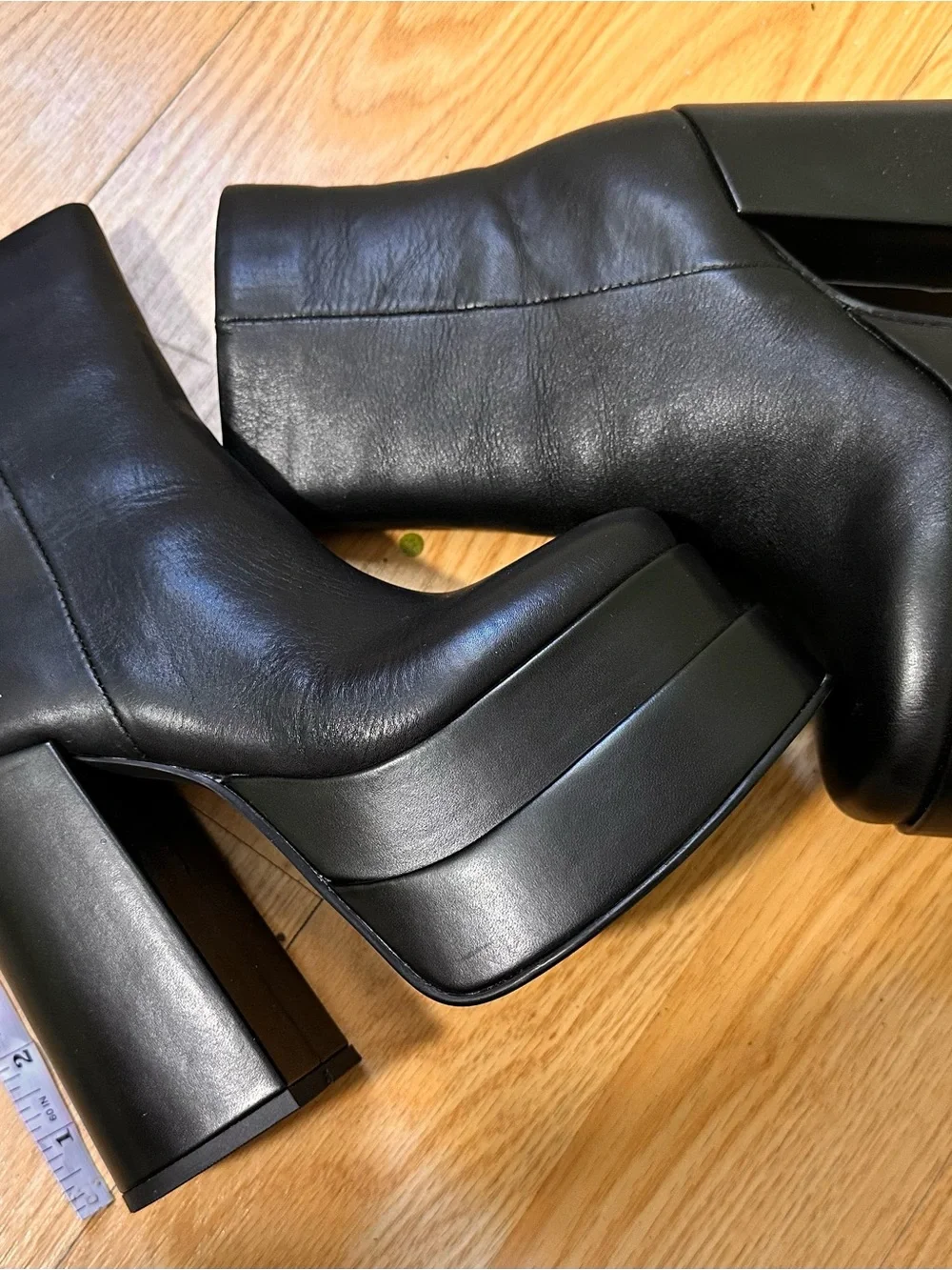 Steve Madden COBRA Black Leather Platform Ankle Boots Zip Round Toe US 5.5